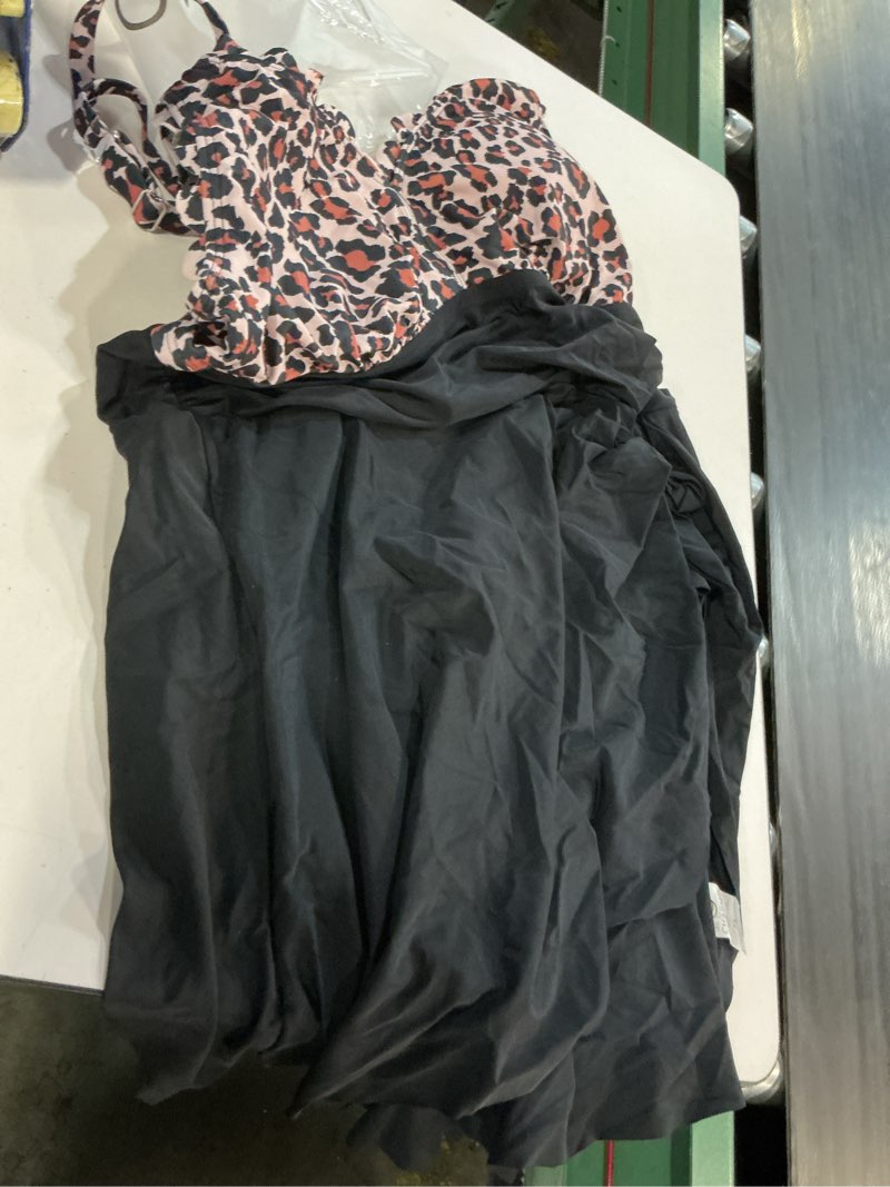 Condition photo showing New/Like New for charmo plus size swimsuit for women swim dress scalloped one piece tummy control bathing suit ruched swim suits 2026 leopard black 2x