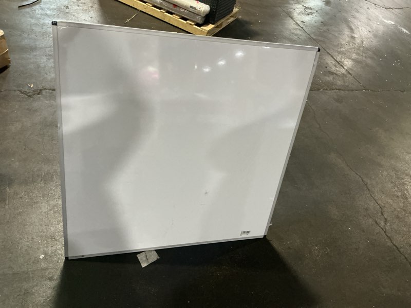 Condition photo showing As Is for viz-pro dry erase board/magnetic whiteboard, 48 x 48 inches, large wall mounted board for school office and home 4' x 4' 48"w x 48"h