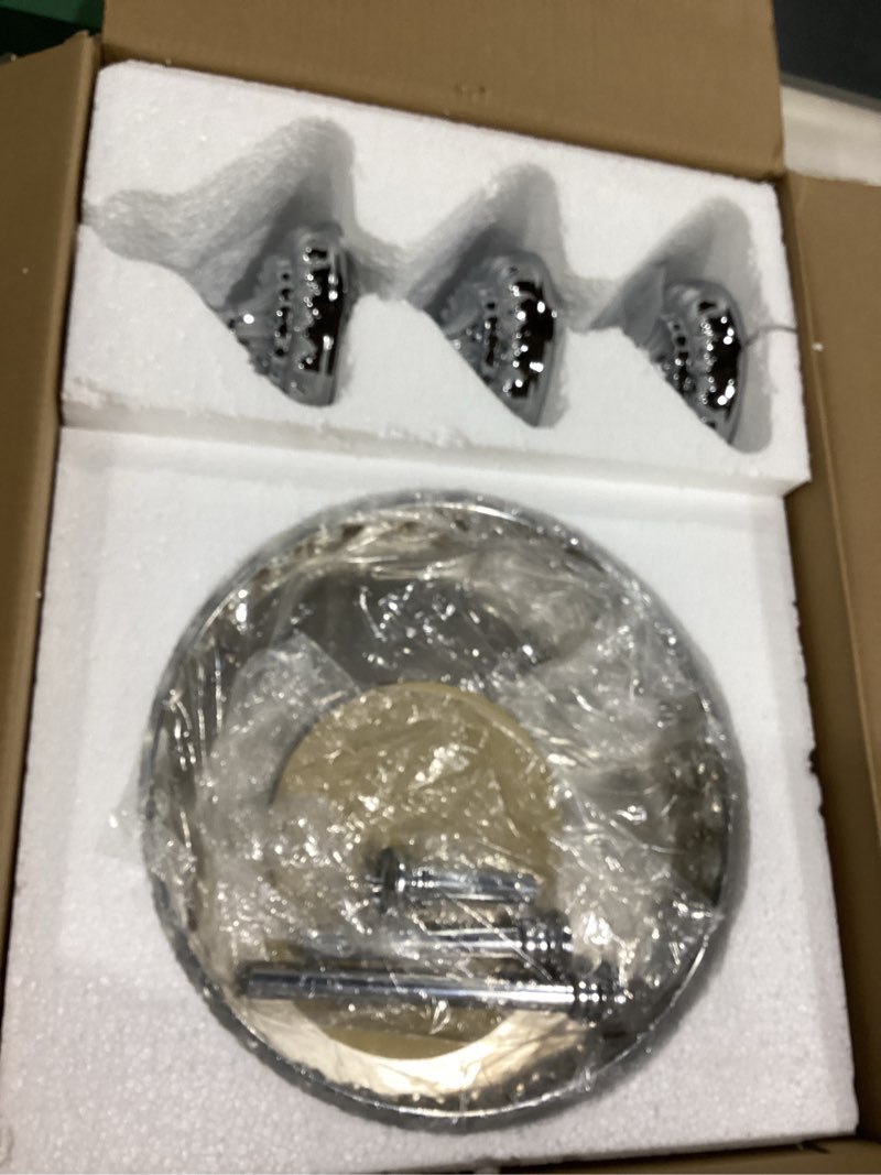 Condition photo showing Good Condition for allgala hd89209 3 piece set crystal silver chrome plated cheese dessert cupcake cake stand with mirror plate (silver round with bases)