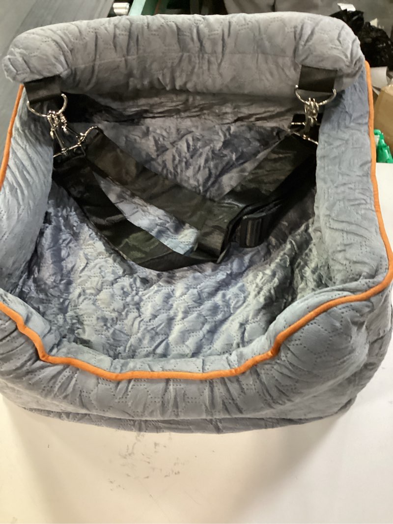 Condition photo showing Good Condition for dog car seat - memory foam dog booster seat for small dogs up to 25lbs-elevated pet car seat with storage pockets and dog seat belt-soft pet travel bed for front & back seats-removable washable-grey
