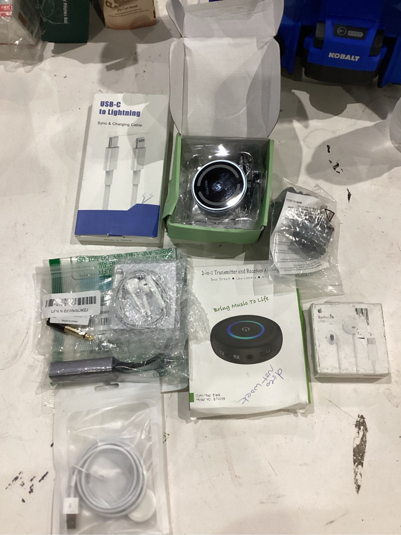 Condition photo showing As Is for assorted lot of electronics (headphones, small gadgets, headsets, etc.) 