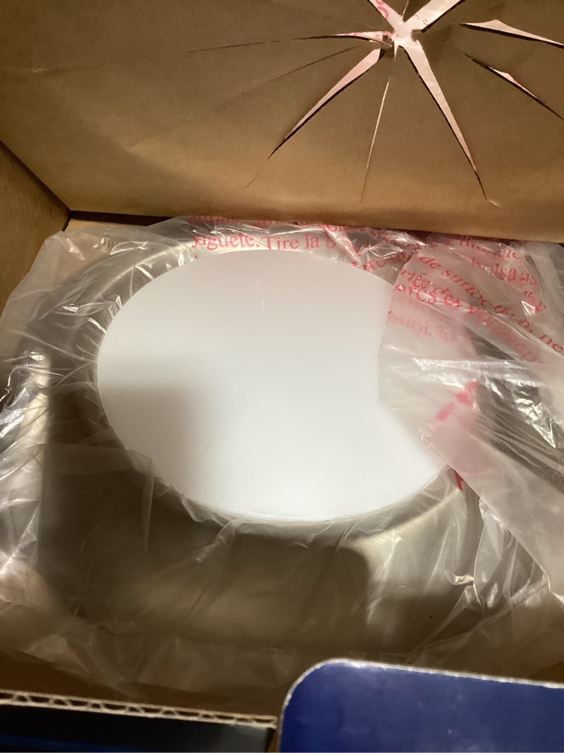 Condition photo showing As Is for project source 13-in brushed nickel indoor 1 -light led flush mount light with frosted glass