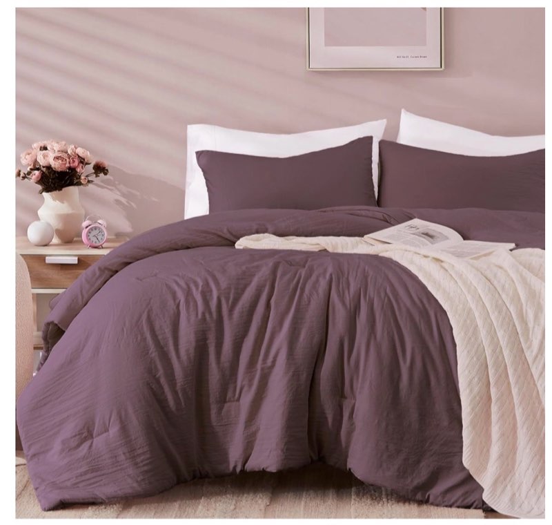 WRENSONGE Oversize King Size Comforter Set- 7 Pieces Artic Plum Bed in a Bag Oversize King Size Comf