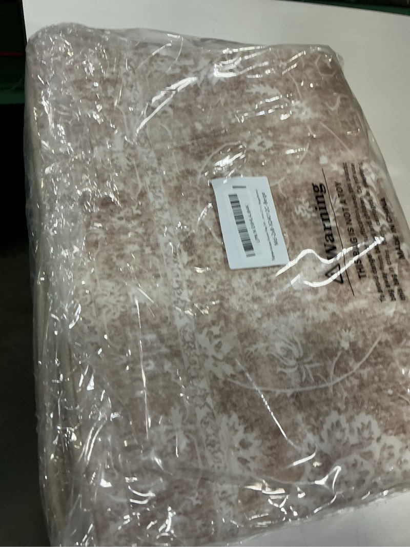 Condition photo showing New/Like New for madane runner rug 2x8 for hallway, kitchen non-slip runner rug with rubber backing, vintage soft low pile throw neutral carpet runner for laundry room entryway bathroom bedroom (2 x 8, beige/brown) beige/brown 2' x 8' (runner)