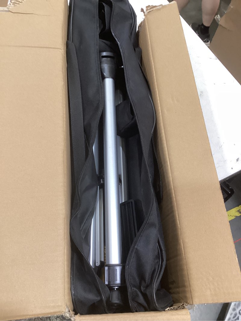 Condition photo showing As Is for huepar 12 ft./3.7m professional laser level pole with tripod and 1/4-inch by 20-inch laser mount for rotary and line lasers, adjustable telescoping laser pole with 5/8"-11 threaded adapter-lp36a