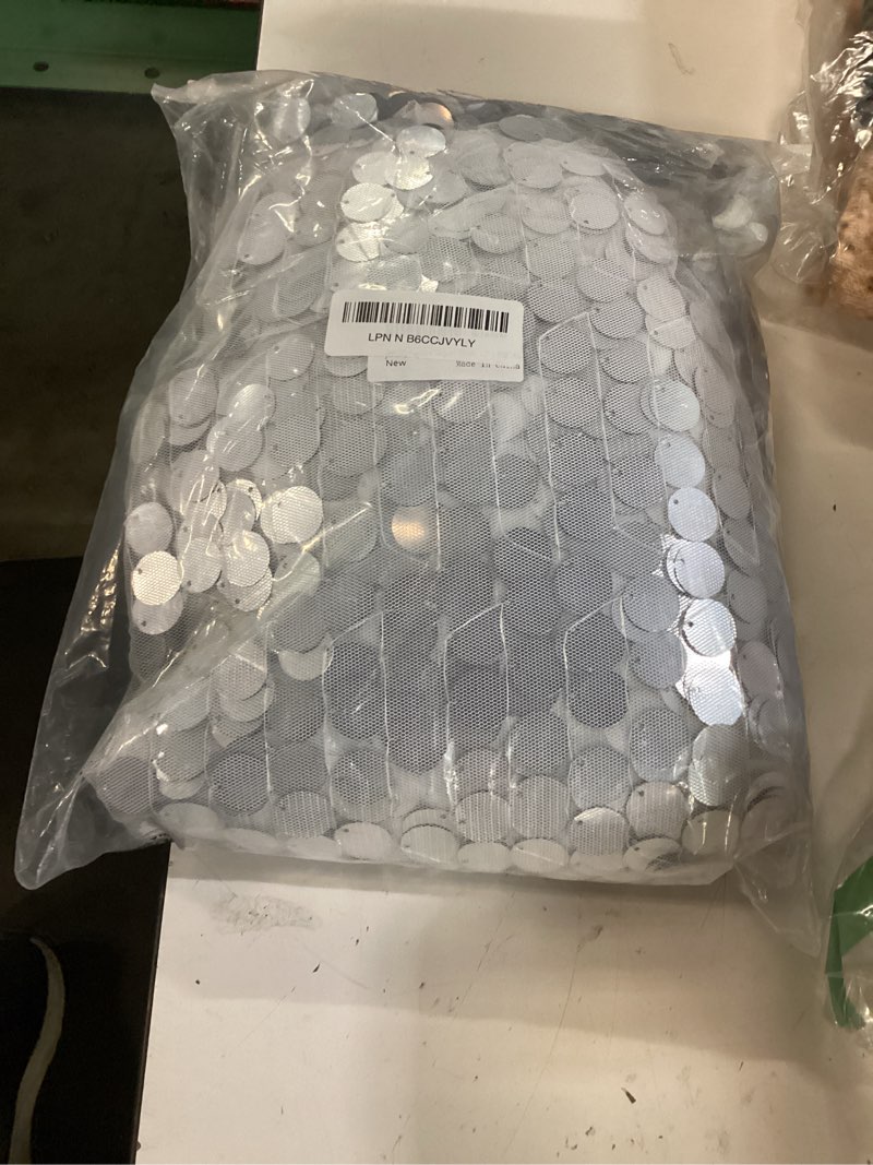 Condition photo showing Good Condition for jyflzq silver sequin table runner 12x108 inch 6 packs glitter payette metallic table runners for birthday weddings christmas party event silver 12'' x 108''-6