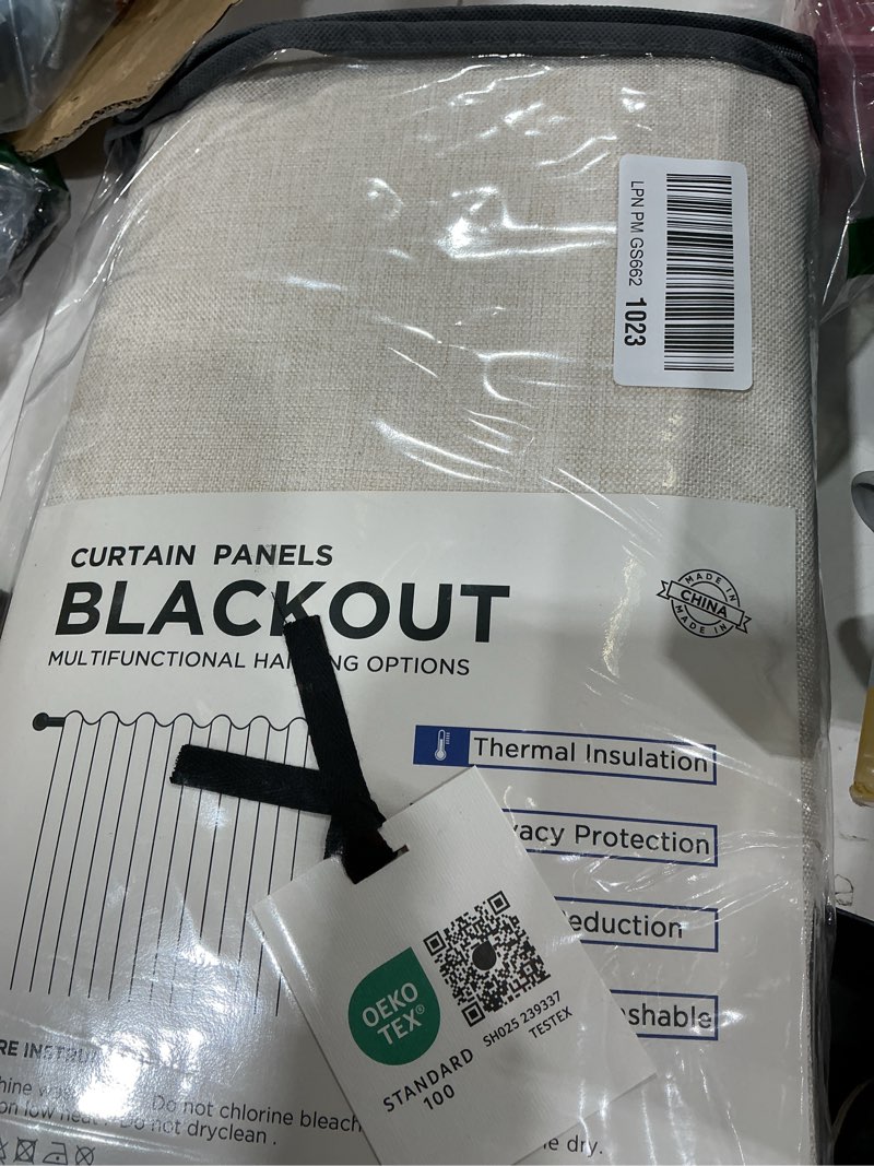 Condition photo showing Good Condition for 100% blackout shield linen blackout curtains for bedroom 102 inches long, back tab/rod pocket living room drapes, thermal insulated blackout curtains 2 panels set, 50" w x 102" l,cream alba | cream 50"w x 102"l (pack of 2)