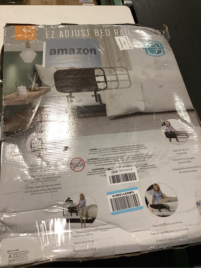 Condition photo showing New/Like New for stander ez adjust bed rail, adjustable senior bedrail and safety assist railing for elderly adults with organizer pouch, astm safety approved guard-rail, black
