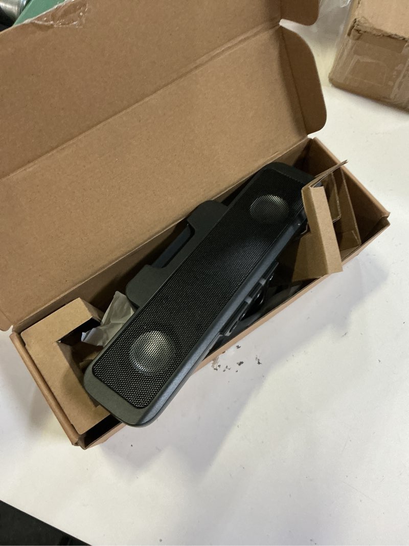 Condition photo showing As Is for cyber acoustics usb & bluetooth speaker bar (ca-2890bt) – usb powered speaker with speakerphone for pc and bluetooth to simultaneously connect to smartphones, clamps to monitor, convenient controls usb & bt