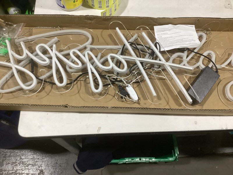 Condition photo showing Good Condition for DIVATLA 66"/39" Extra Large Happy Birthday Neon Sign for Birthday Party Decor, Light Up Happy Birthday Led Signs for Backdrop, Neon Birthday Sign for Any Ages Bday Celebration, Warm White Happy Birthday Sign Super Large Happy Birthday Neon Sign