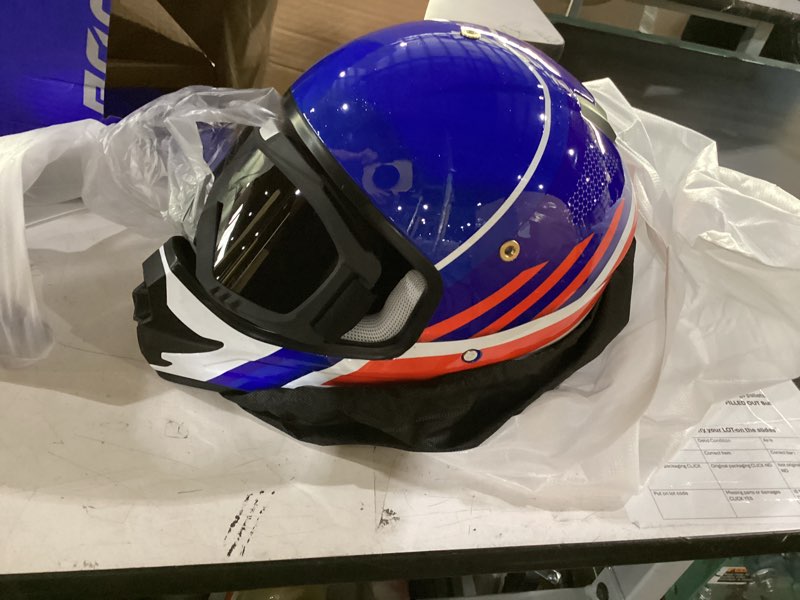 Condition photo showing Good Condition for youth kids dirt bike helmet dot approved, full face motocross set | 4-in-1 set includes goggles gloves storage bag, ultra-light design, adjustable visor and washable liner for atv utv patriot star small