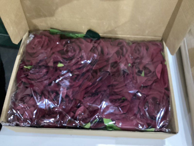 Condition photo showing New/Like New for Floweroyal 15PCS Burgundy Roses Artificial Flowers 4.33" Velvet Flowers with Long Stem Fake Roses for Valentine's Day, Wedding Bridal Bouquets, Floral Arrangement, Table Centerpieces, Home Decorations Dark Red 15PCS
