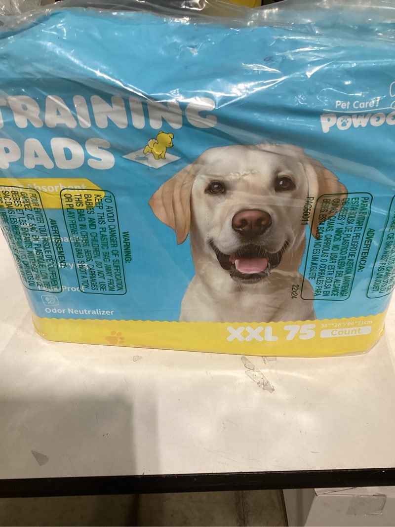 Condition photo showing New/Like New for 75-Pack XX-Large Puppy Pads - 38" x 28" Pee Pads for Dogs Potty Training with Leak-Proof Quick-Dry Design, 6-Layer Wee Wee Pads for Dogs, Blue 38" x 28" (75 Packs) Blue