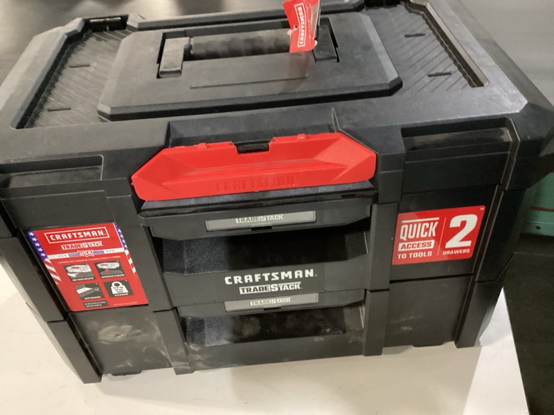 Condition photo showing Good Condition for craftsman tradestack 21.45-in w x 12.79-in h x 13.85-in d 2-drawer black structural foam tool box