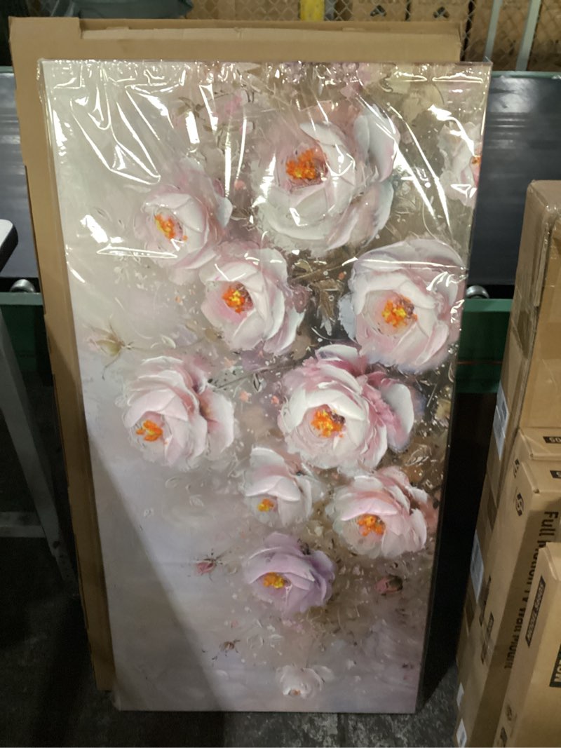 Condition photo showing New/Like New for acocifi bloosom floral canvas wall art 48"x24" nature flower painting, textured pink peony landscape picture, impression style, artwork framed for living room bedroom dining room home office 48"l x 24"w pink flowers