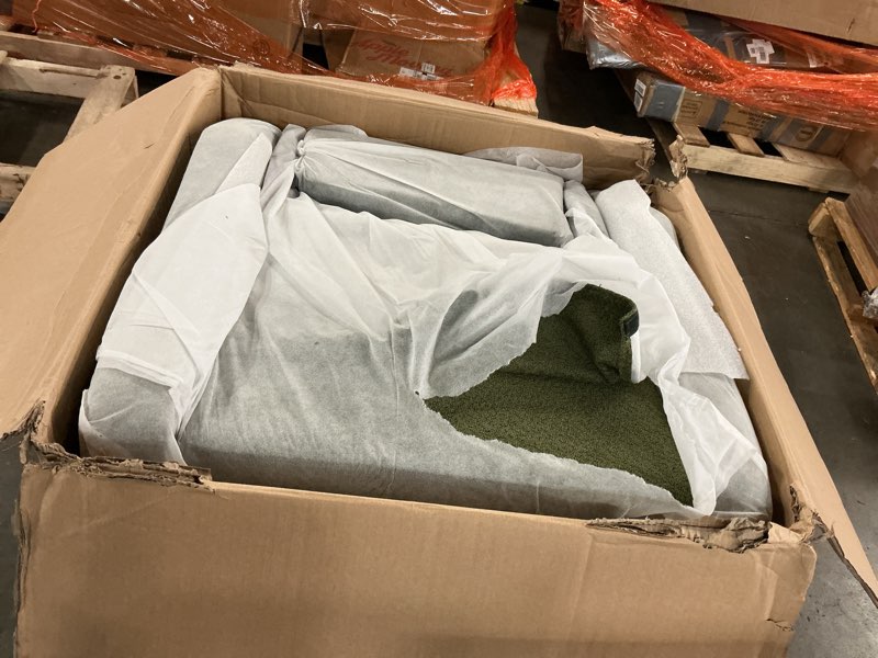 Condition photo showing New/Like New for Upholstered Recliner Swivel Glider Nursery Chair Reclining Performance Fabric Rocker with Wood Base,Boucle,Moss Green Moss Green Boucle