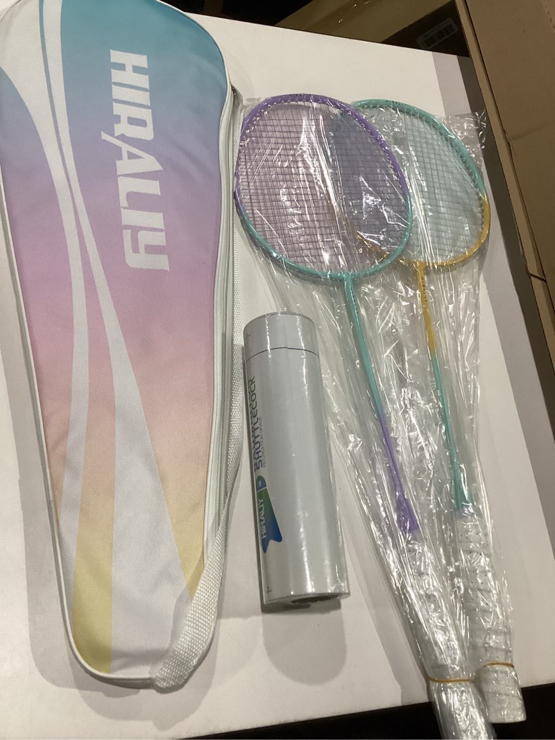 Condition photo showing Good Condition for hiraliy badminton rackets set for backyards, badminton set, includ 2/4 rackets, 6/12 birdies, 1 carrying bag, outdoor game for adult family beginner 2 player(2 racket 6 birdies)