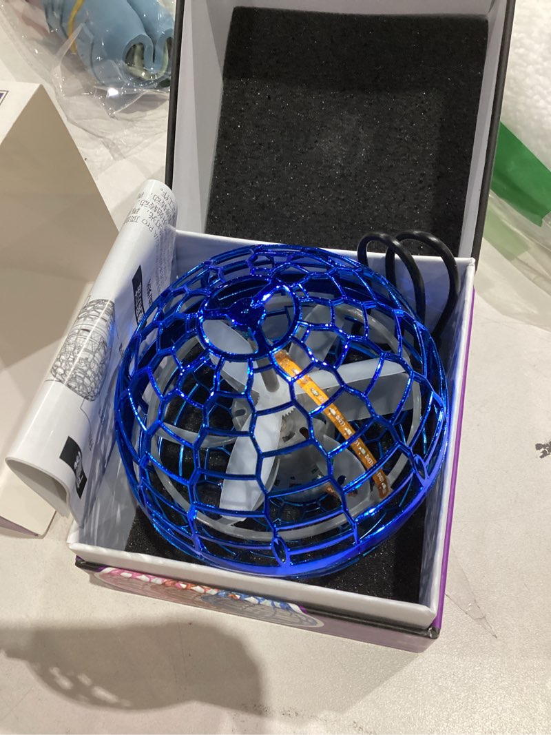 Condition photo showing As Is for Magic Flying Orb Ball with Lights,2025 UFO Hand Operated Mini Drone for Kids Age 8-13,Galactic Fidget Spinner Boomerang Hover Balls,Christmas Birthday Gifts Toy for 6 7 8 9 10+ Year Old Boy Girl Teens Flying Ball Only Blue