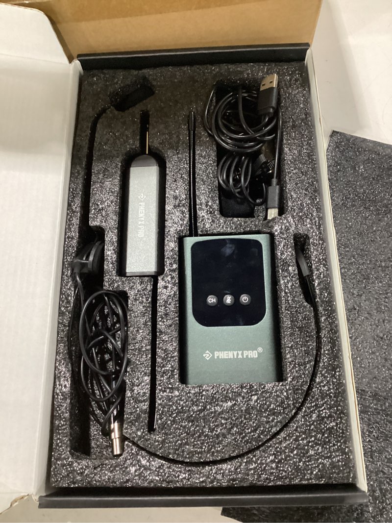 Condition photo showing As Is for phenyx pro single digital wireless microphone system, w/mini receiver, bodypack transmitter,15 channels in 900mhz uhf band, headset/lapel microphone for karaoke, singer, church, wedding (pdp-1-1b)
