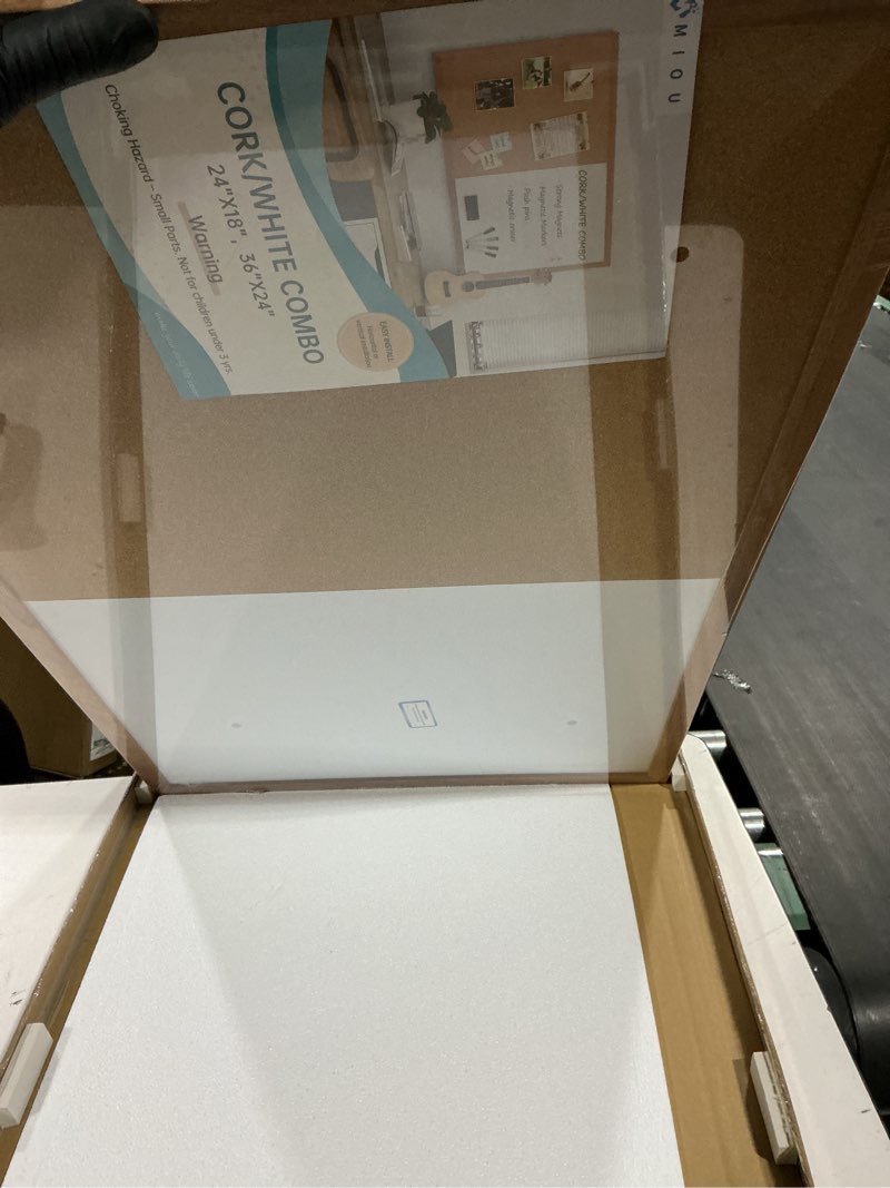 Condition photo showing Good Condition for combination magnetic whiteboard cork bulletin board, 36x24 inches combo dry erase white board cork pin board for wall with natural wood frame… 36"x24" cork/white