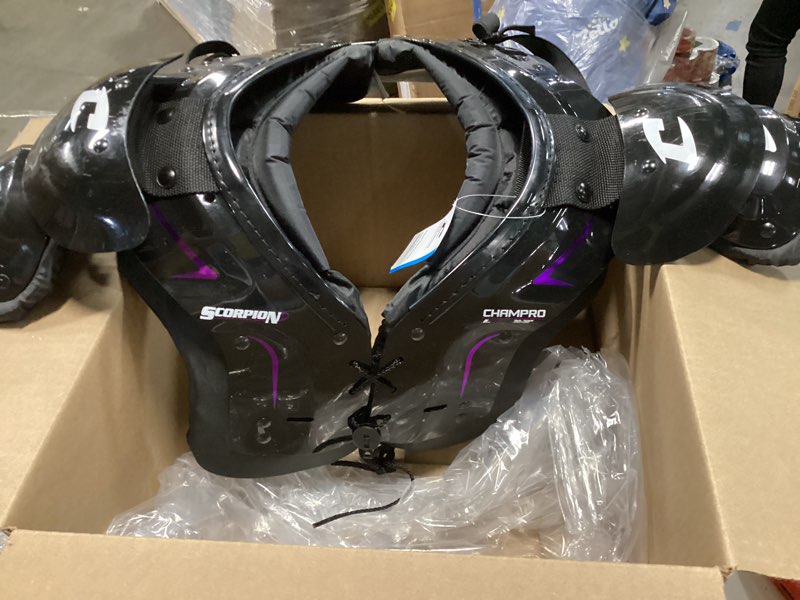 Condition photo showing Good Condition for CHAMPRO Scorpion Youth Football Shoulder Pad Black, Purple Large