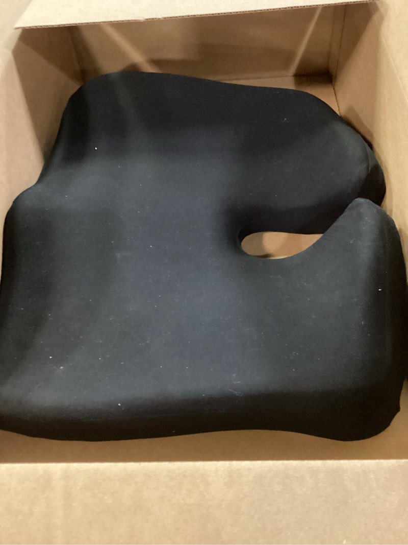 Condition photo showing As Is for Cushion Lab Patented Pressure Relief Seat Cushion for Long Sitting Hours on Office & Home Chair - Extra-Dense Memory Foam for Soft Support. Car Pad for Hip, Tailbone, Coccyx, Sciatica - Black