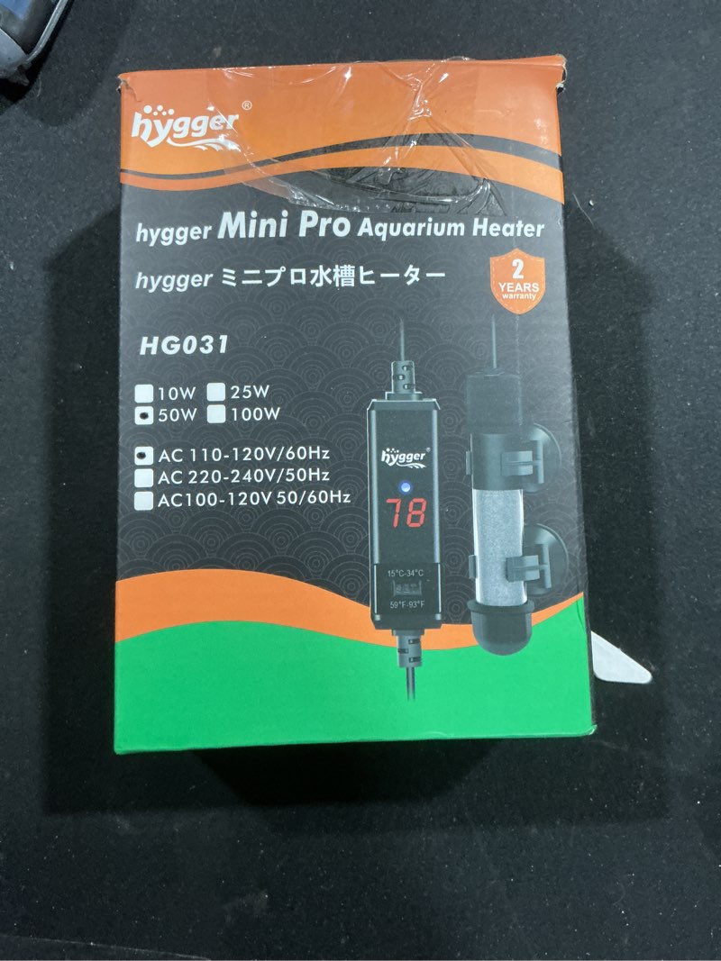 Condition photo showing Good Condition for hygger Small Aquarium Betta Heater, Submersible Fish Tank Heater 10W/25W/50W/100W with LED Digital D