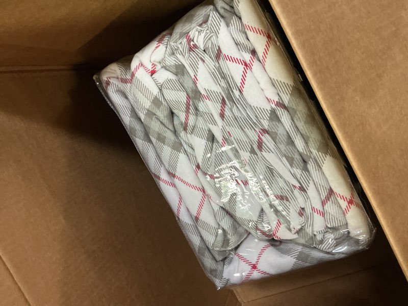 Condition photo showing Good Condition for True North by Sleep Philosophy Cozy Flannel Warm 100% Cotton Sheet - Novelty Print Animals Stars Cute Ultra Soft Cold Weather Bedding Set, Cal King, Red Plaid 4 Piece Red Plaid California King