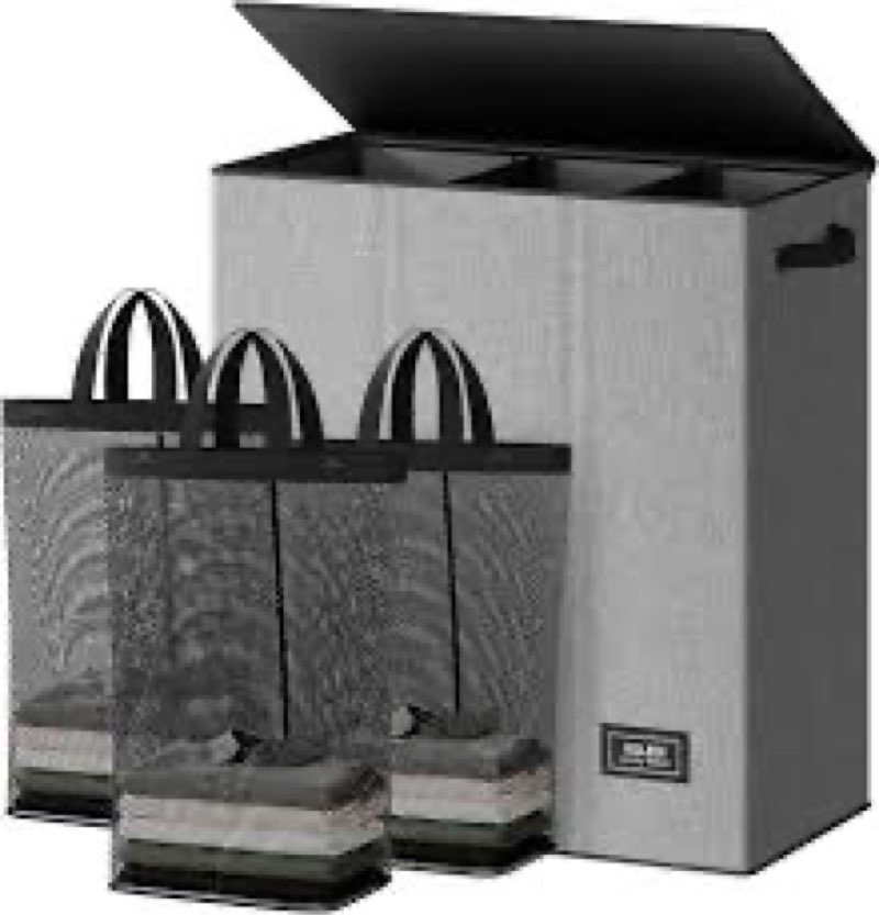 SOLEDI 160L Laundry Hamper 3 Section, Extra Large Laundry Hamper with Lid, Dirty Clothes Hamper with