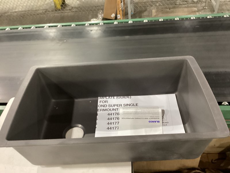 Condition photo showing As Is for BLANCO, Cinder 441764 DIAMOND SILGRANIT Super Single Undermount Kitchen Sink, 33.5" X 18.5"