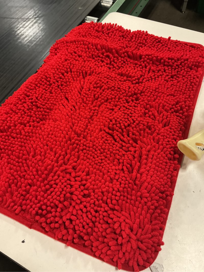 Condition photo showing As Is for pink bathroom rugs 2024 new 27" x 18" thick absorbent non-slip washable extra soft microfiber shaggy cute bath mat plush quick dry machine wash dry bath rugs for kitchen shower tub bathroom floor