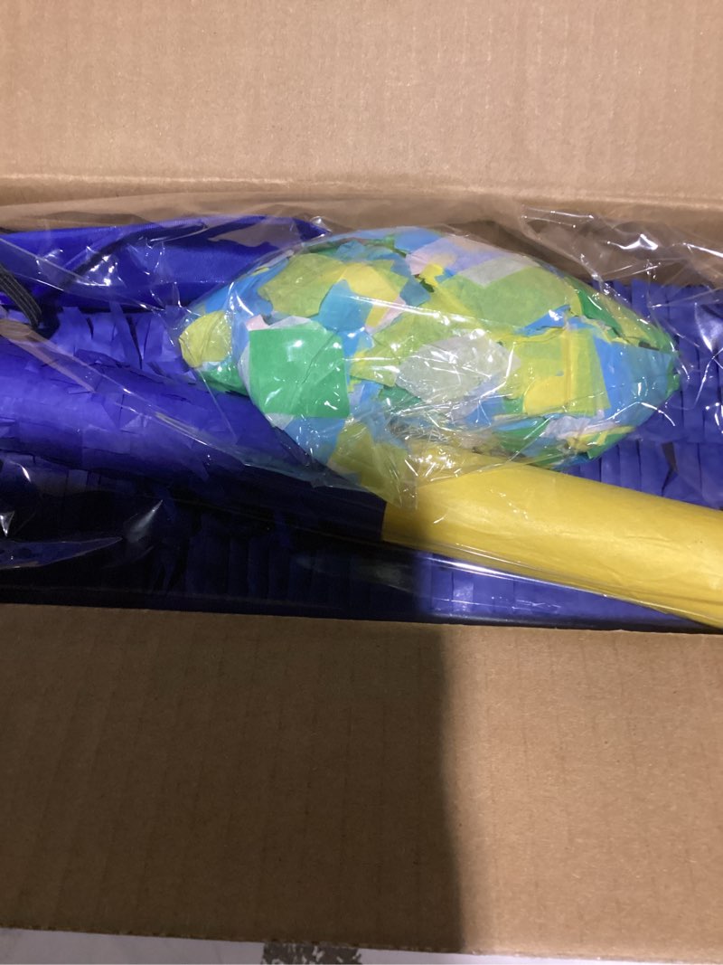 Condition photo showing New/Like New for Drop Box Piñatas Boombox, Hand Made Mexico Fiesta Piñatas Boom Box for Birthday Parties, Carnival and Related Events, With Piñatas Stick and Blindfold (DROP BOX)