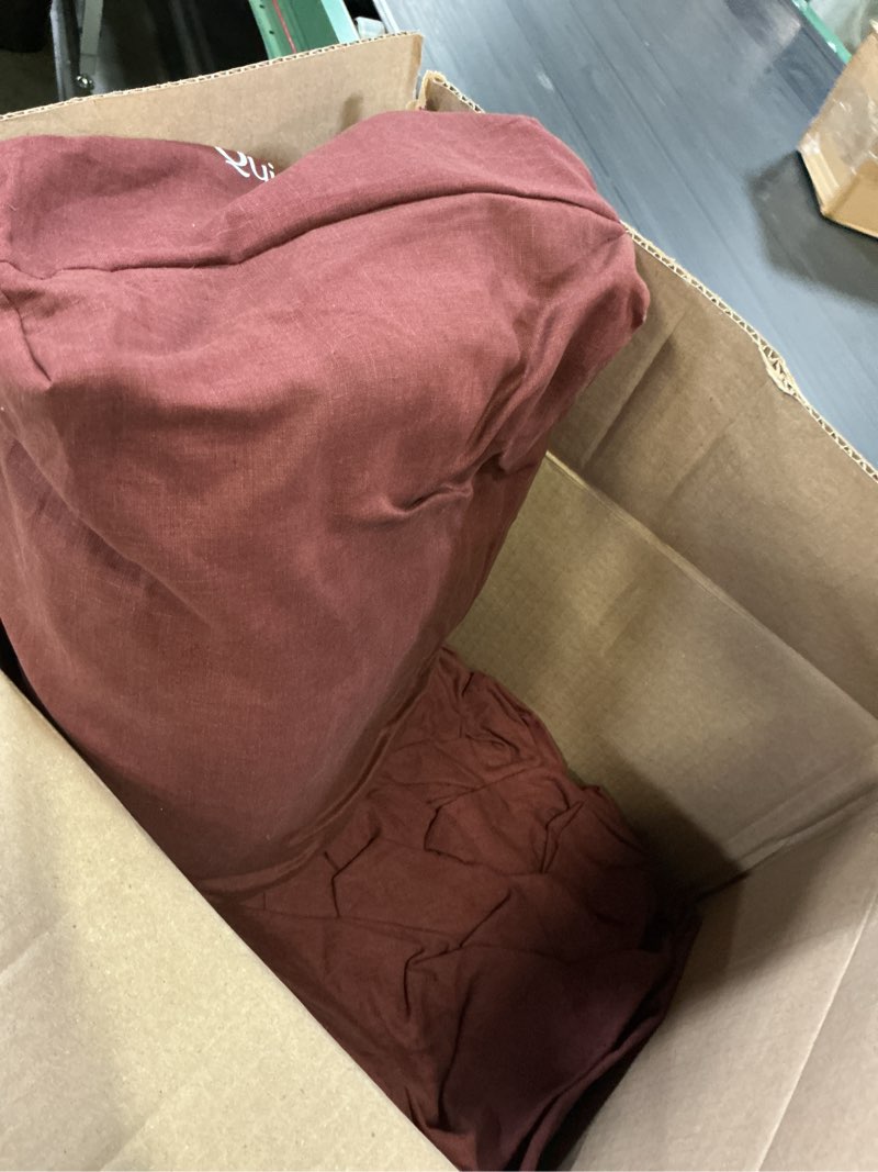 Condition photo showing Good Condition for european linen sheet set, king, burgundy