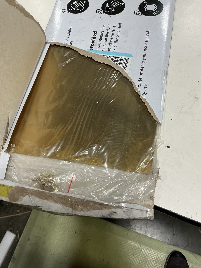 Condition photo showing Good Condition for panther armor 8x34 inch gold kick plate, 1mm thick stainless steel, anti-corrosive metal for dog scratching, door protector, durable bottom plate gold kick plate [8x34in]