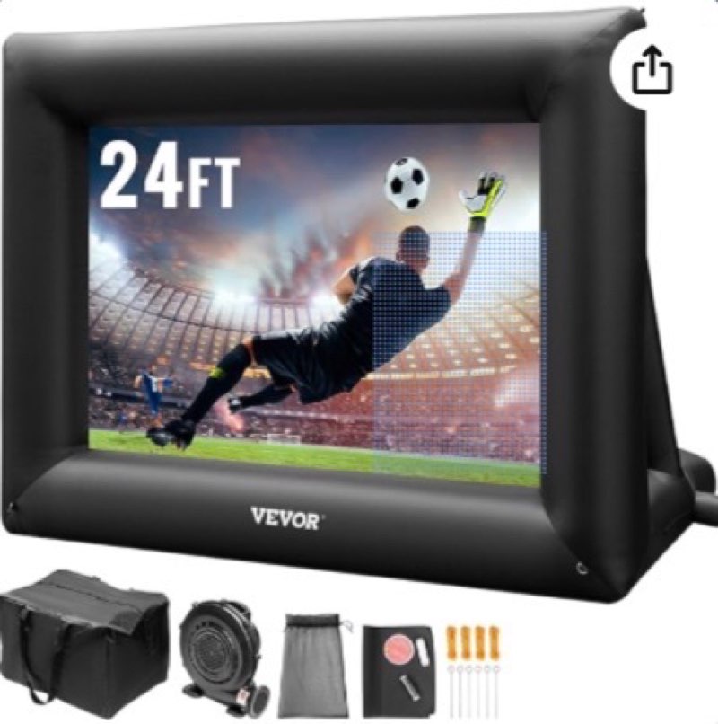 VEVOR Inflatable Projector Screen for Outside with 350W Air Blower Inflatable Screen Oxford Fabric Material Blow Up Screen for Outdoor Movie Supports Front/Rear Projection. Color black and yellow 