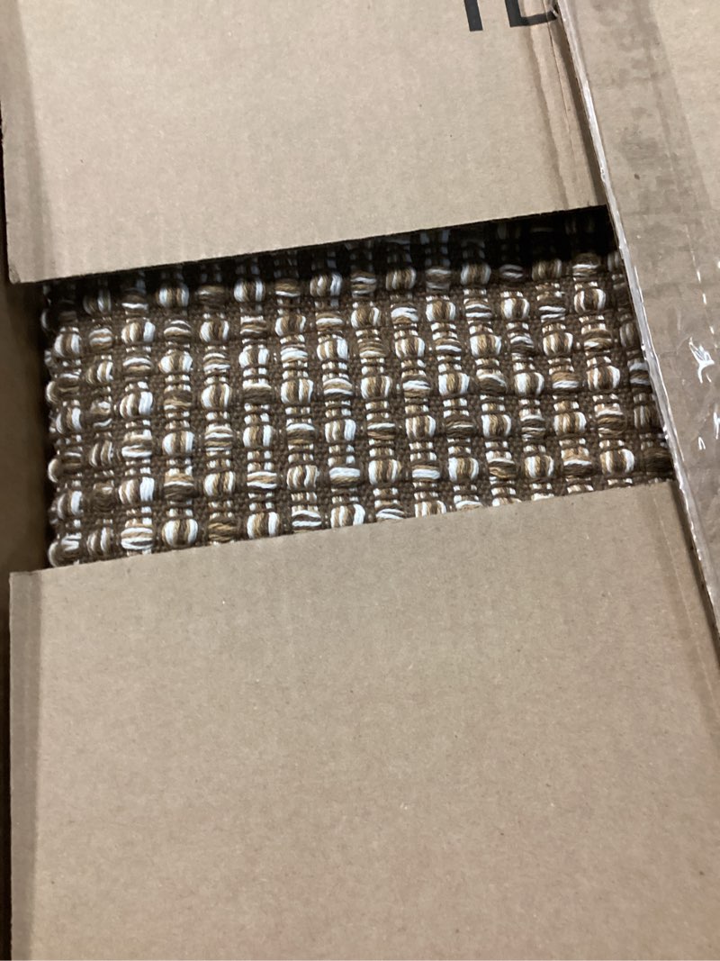 Condition photo showing As Is for isaenne vintage soft dark brown indoor runner rugs for bedroom,rectangle dirt-resistant area rug with washable,non-slip comfortable weave carpet for living room kitchen,3.9 x 5.9 ft dormy 3'11" x 5'11" (rectangular)