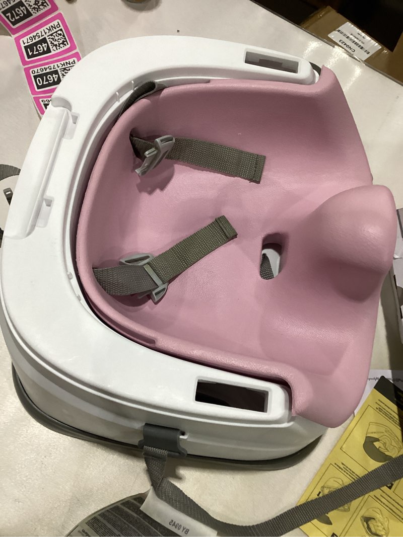 Condition photo showing New/Like New for Ingenuity Baby Base 2-in-1 Booster Feeding and Floor Seat with Self-Storing Tray - Peony