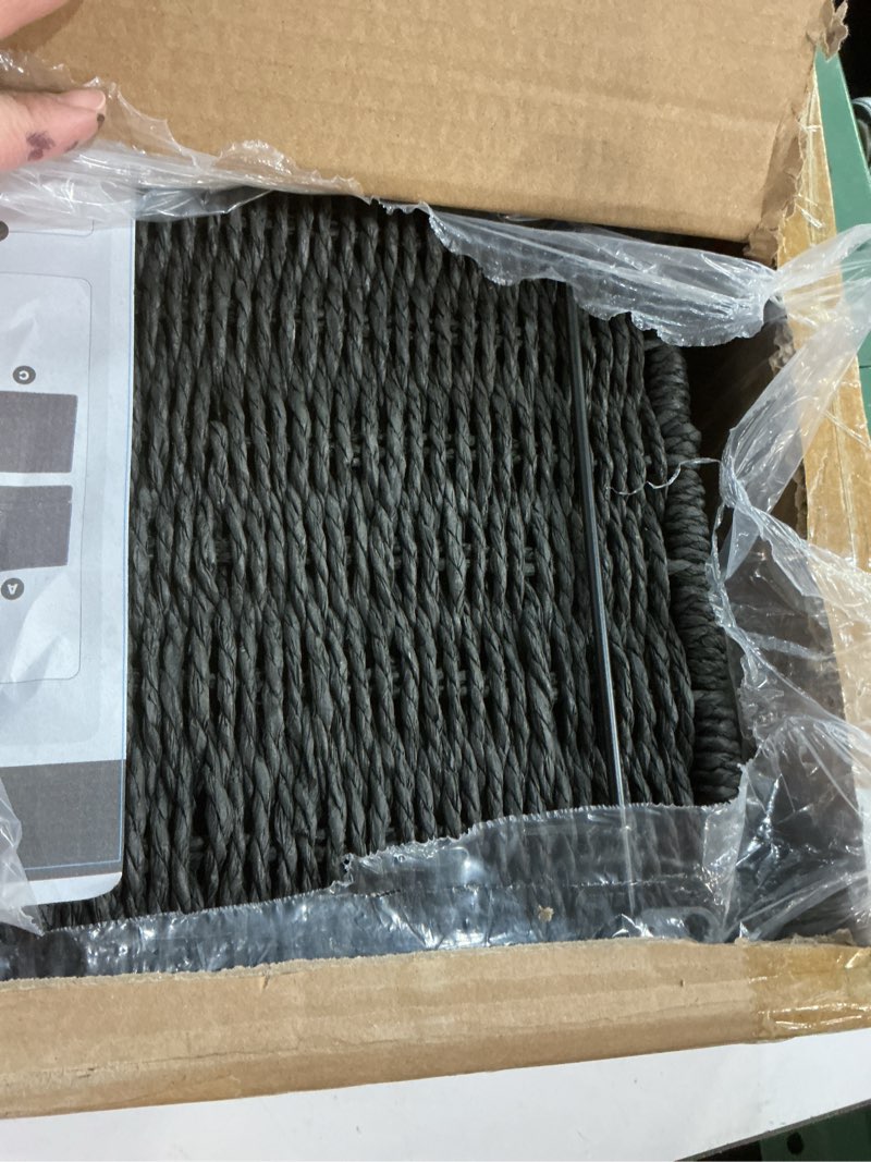 Condition photo showing Good Condition for Extra Large Decorative File Box 18 x 16 x 13 in Wicker Seagrass File Basket Organizer for Letter Legal Size Hand Woven Hanging Filing Cabinet with Lid for Office Paper Rope, Black Black Paper