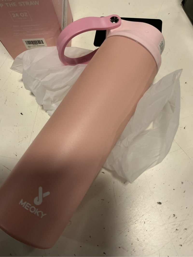 Condition photo showing Good Condition for meoky 24 oz insulated stainless steel water bottle: flip-to-pop straw, leak proof, 24h cold, wide mo