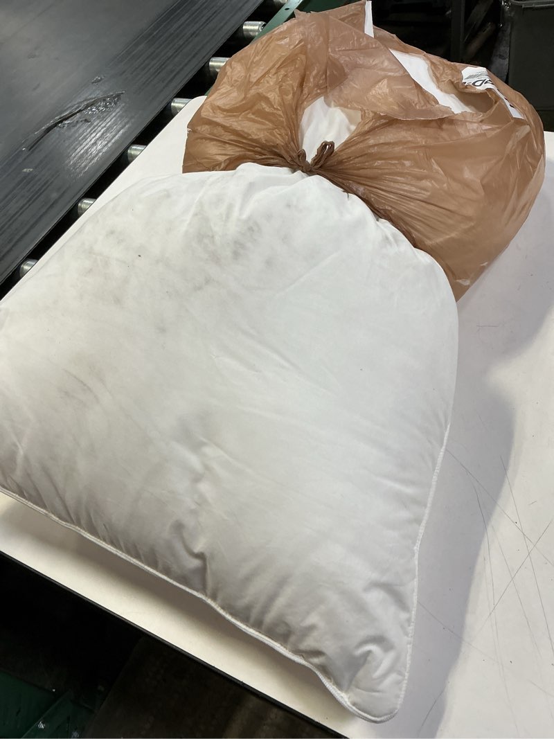 Condition photo showing As Is for Goose Feather Down Pillows Queen Size Set of 1, Soft Pillows with 100% Organic Cotton Fabric, Luxury Hotel Quality Bed Pillow 1 Pack for Sleeping, Breathable & Fluffy (20" x 30") Queen-20x30" Pack of 1-white 1