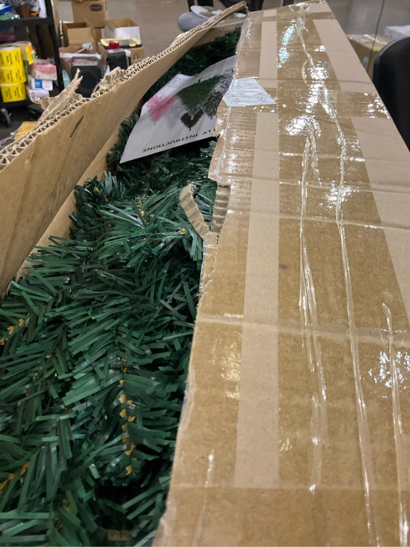 Condition photo showing New/Like New for 6 ft Artificial Christmas Tree with Snow Set Large Snow Flocked Christmas Green Tree with 35.3 Ounces Fluffy Cotton for Xmas Holiday Winter Home Office Party Decoration 2 6 ft