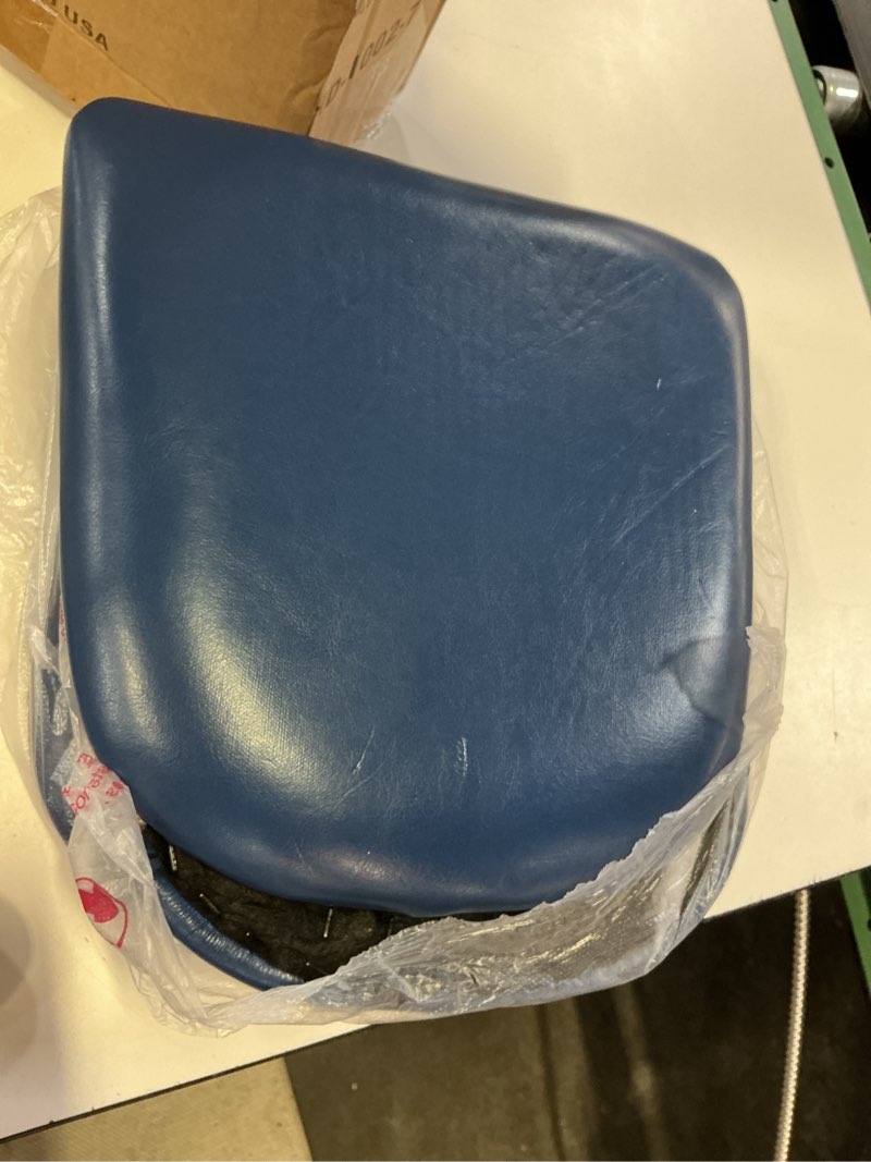 Condition photo showing Good Condition for upholstered seating blue s2   12.625” w x 6”d x 12.625 “ h(4 pcs)
