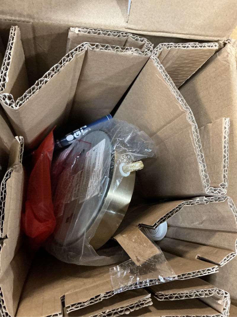 Condition photo showing Good Condition for GLOBE Electric 65000053 1-Light Hardwire or Plug-in Wall Sconce, Matte Brass, White Textured Shade, Arched Arm, Lighting, Home Decor, Lights for Bedroom Plug in Matte Brass, White Textured Shade Wall Sconce