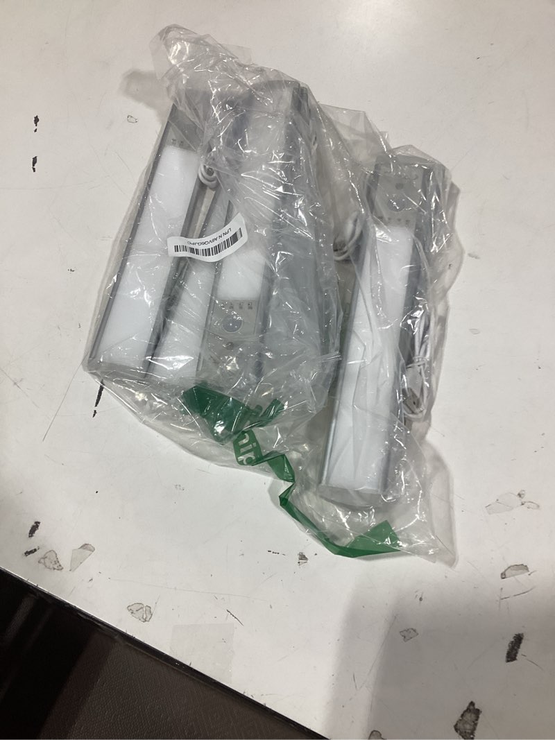 Condition photo showing Good Condition for Similar product not like stock photo 6 pack 10inch Under Cabinet Lighting, 2 Pack Rechargeable Motion Sensor Light Indoor, 5 Levels Dimmable Magnetic Closet Lights, Wireless Under Counter Lights for Kitchen, Stairs White Light 10inch