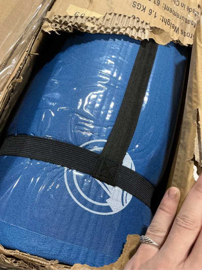 Condition photo showing New/Like New for foam sleeping pad for camping - 1.25-inch-thick waterproof sleep pad with carry straps for cots, tents, or sleepovers by wakeman outdoors (black) blue 2 pack