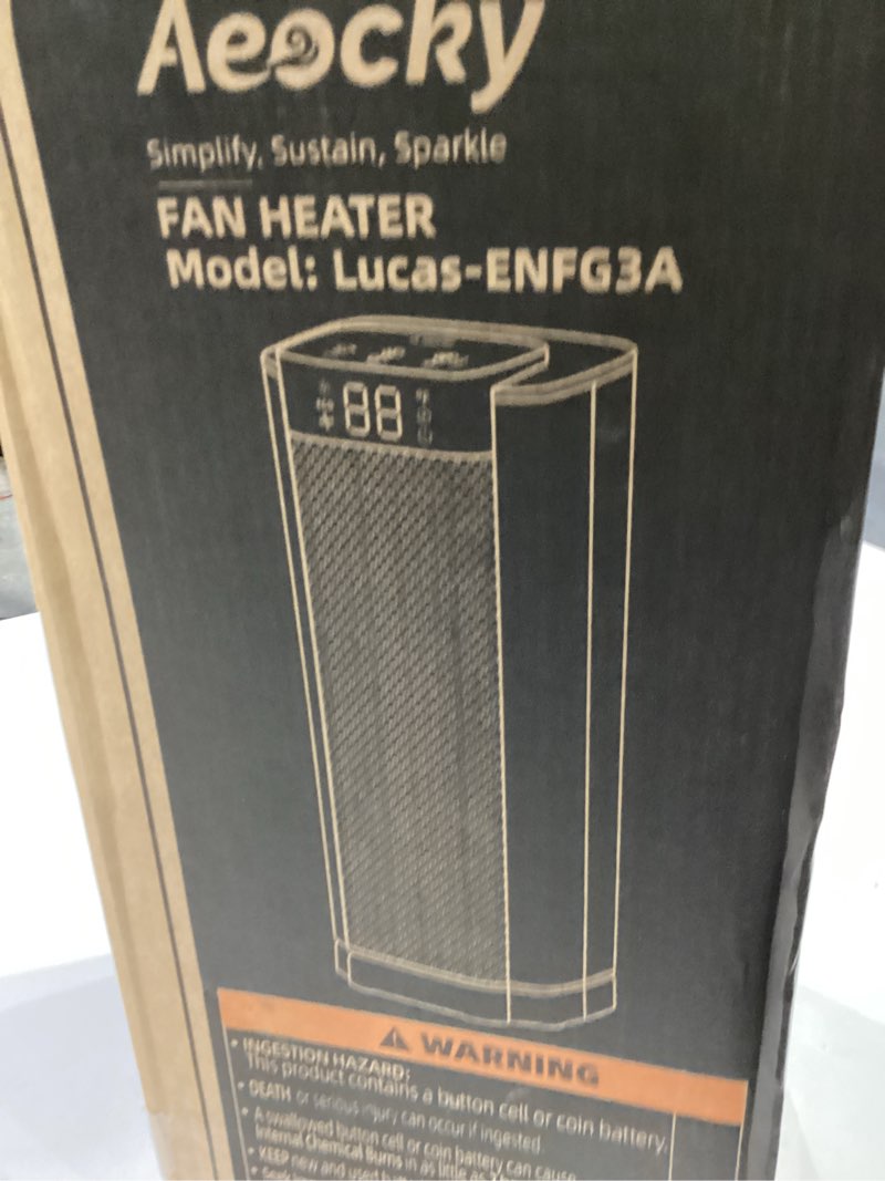 Condition photo showing New/Like New for 3rd-Gen AEOCKY Space Heater with AI Thermostat, 1500W PTC Electric Heaters for Indoor Use With Remote, 70° Oscillation, Utmost Silence, Safe Portable for Office, Bedroom, Room, Home Black