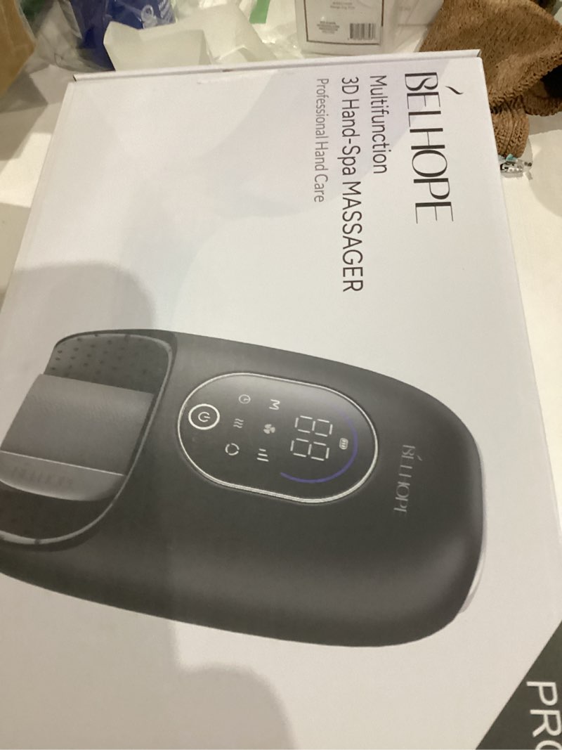 Condition photo showing As Is for belhope Hand Massager with 9 Modes and 4 Heating Options for Hot and Cold Therapy Hand and Wrist Massager for Arthritis and Carpal Tunnel Relief, Hand Massager with Heat and Compression, Black