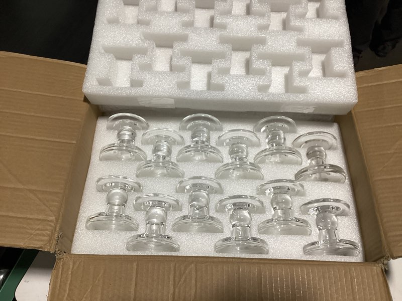 Condition photo showing Good Condition for 12 Set Christmas Glass Hurricane Candle Holders 12.6" Open Ended Glass Candleholder Tube Shape Bottomless and 2.2" Taper Clear Candlestick Holders for Wedding Party Table Centerpiece