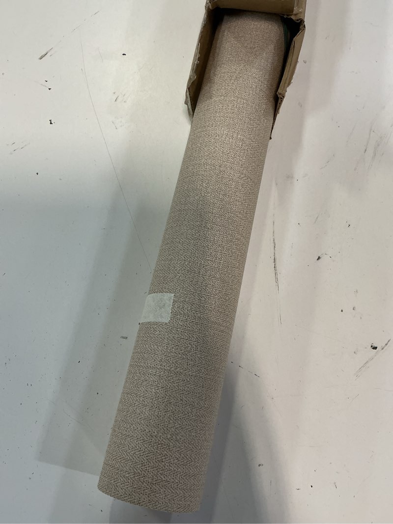 Condition photo showing Good Condition for haimin fabric wallpaper textured contact paper (24in x 393in) peel and stick faux linen wall paper self-adhesive vinyl wallpaper herringbone look (yellow and brown)