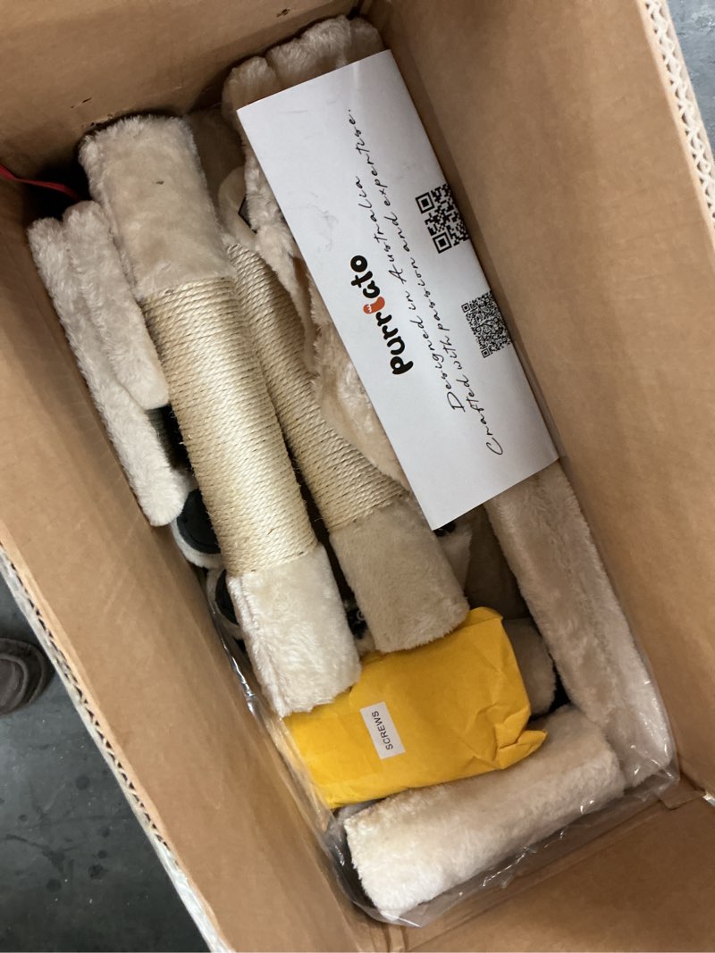 Condition photo showing Good Condition for PURRLATO 66in Multi-Level Large Cat Tree Tower for Indoor Cat/Kitties, Mordern Cat Tower with Sisal Scratching Posts, Condos and Hammock, Perches, Ramp for Climbing Heavy Duty Beige